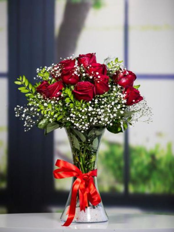  Erzurum Çiçek Gönder - Vazoda 9 Gül